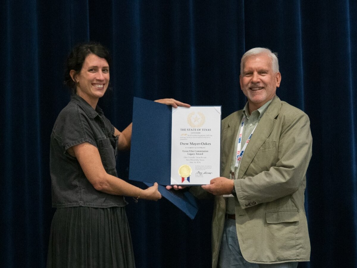 Commissioner Drew Mayer-Oakes receives 2024 Texas Film Commission Legacy Award